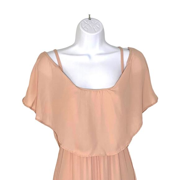 Show Me Your MuMu Caitlin Ruffle Dusty Blush Crisp Maxi Bridesmaid Dress S NWOT - Picture 7 of 12
